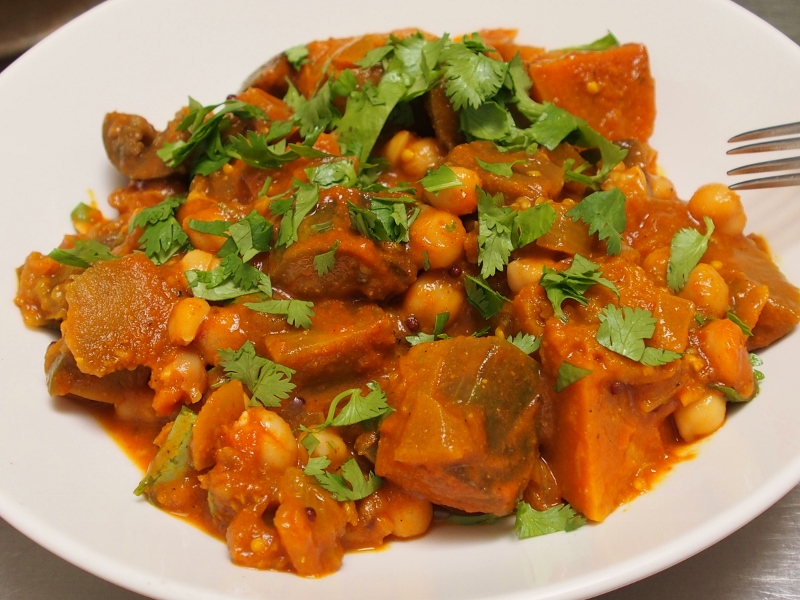 eggplant pumpkin and chickpea curry