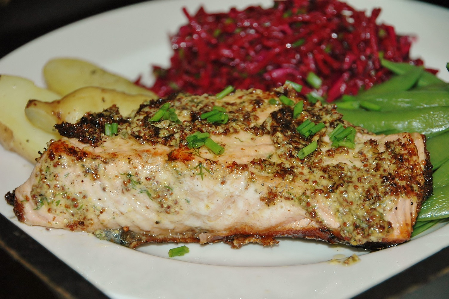 Dill & Mustard Salmon with Beetroot Slaw Healthy Home Cafe