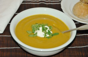 pumpkin leek and red lentil soup