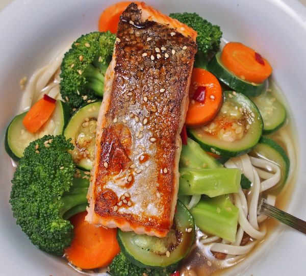 Salmon Udon Noodle Soup Healthy Home Cafe