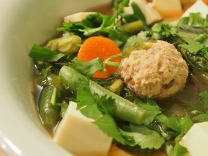 turkey, tofu and vegetable soup