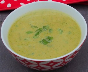 low fat zucchini corn and coriander soup