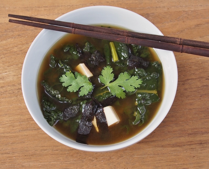 miso soup with kale
