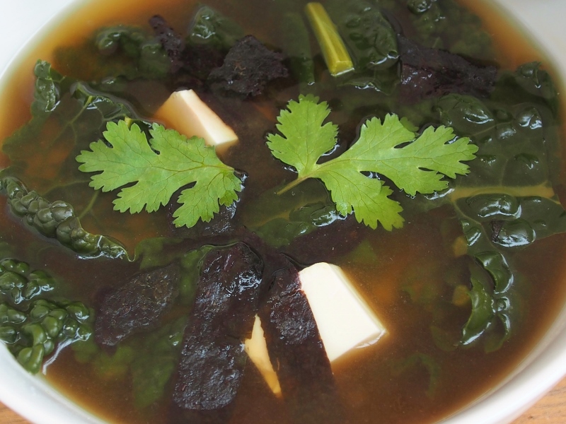miso soup with kale
