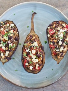 eggplant with pinenuts and feta