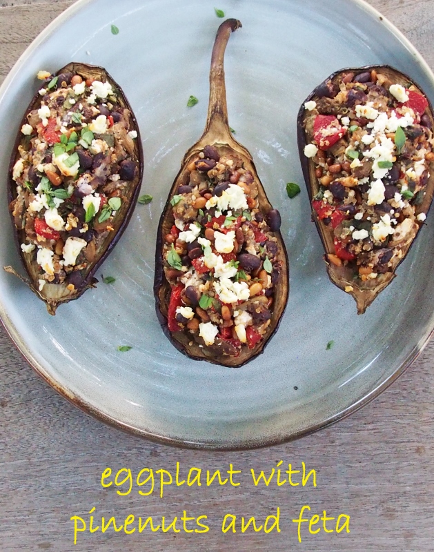 eggplant with pinenuts and feta