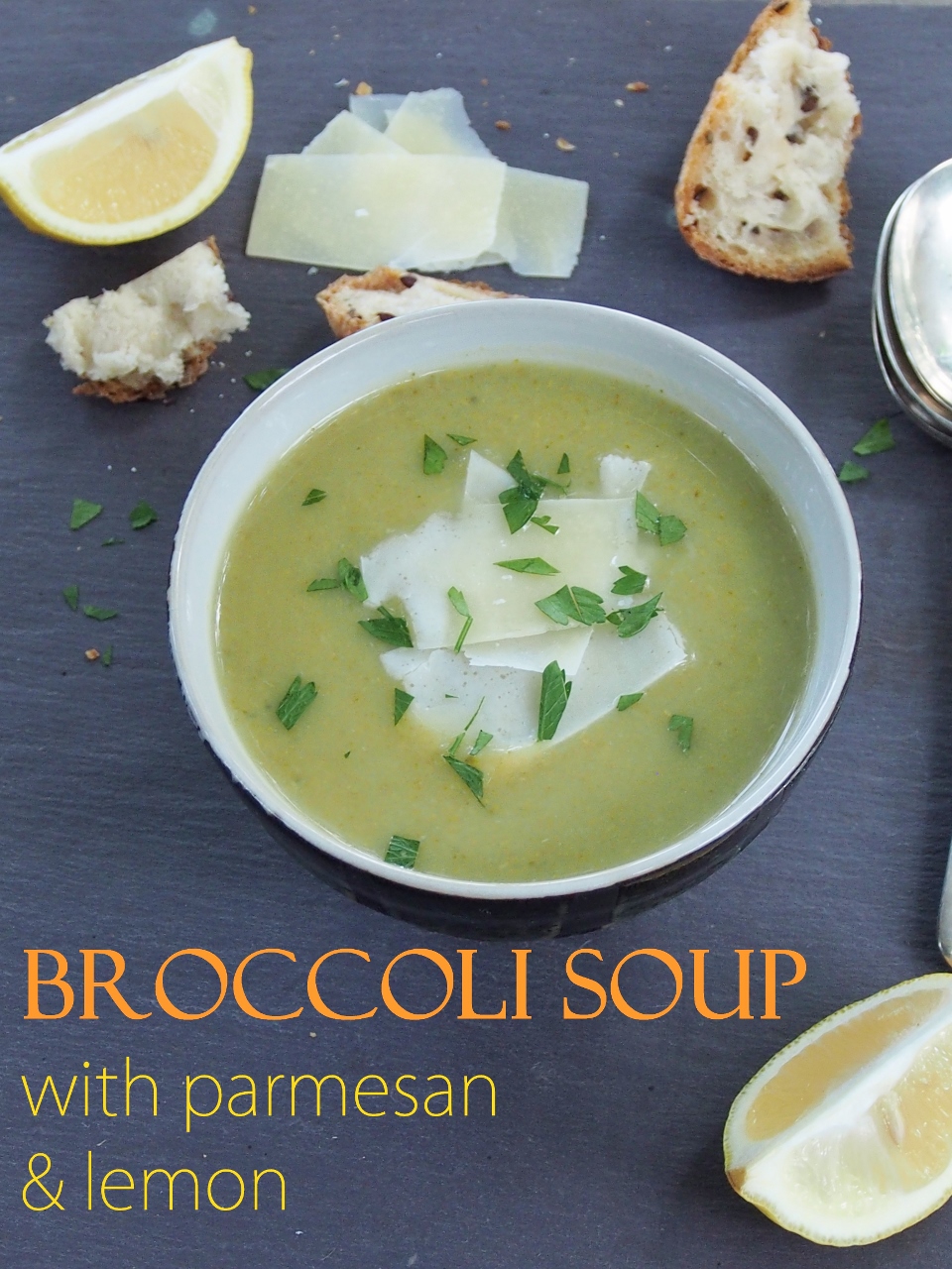 broccoli soup with parmesan and lemon