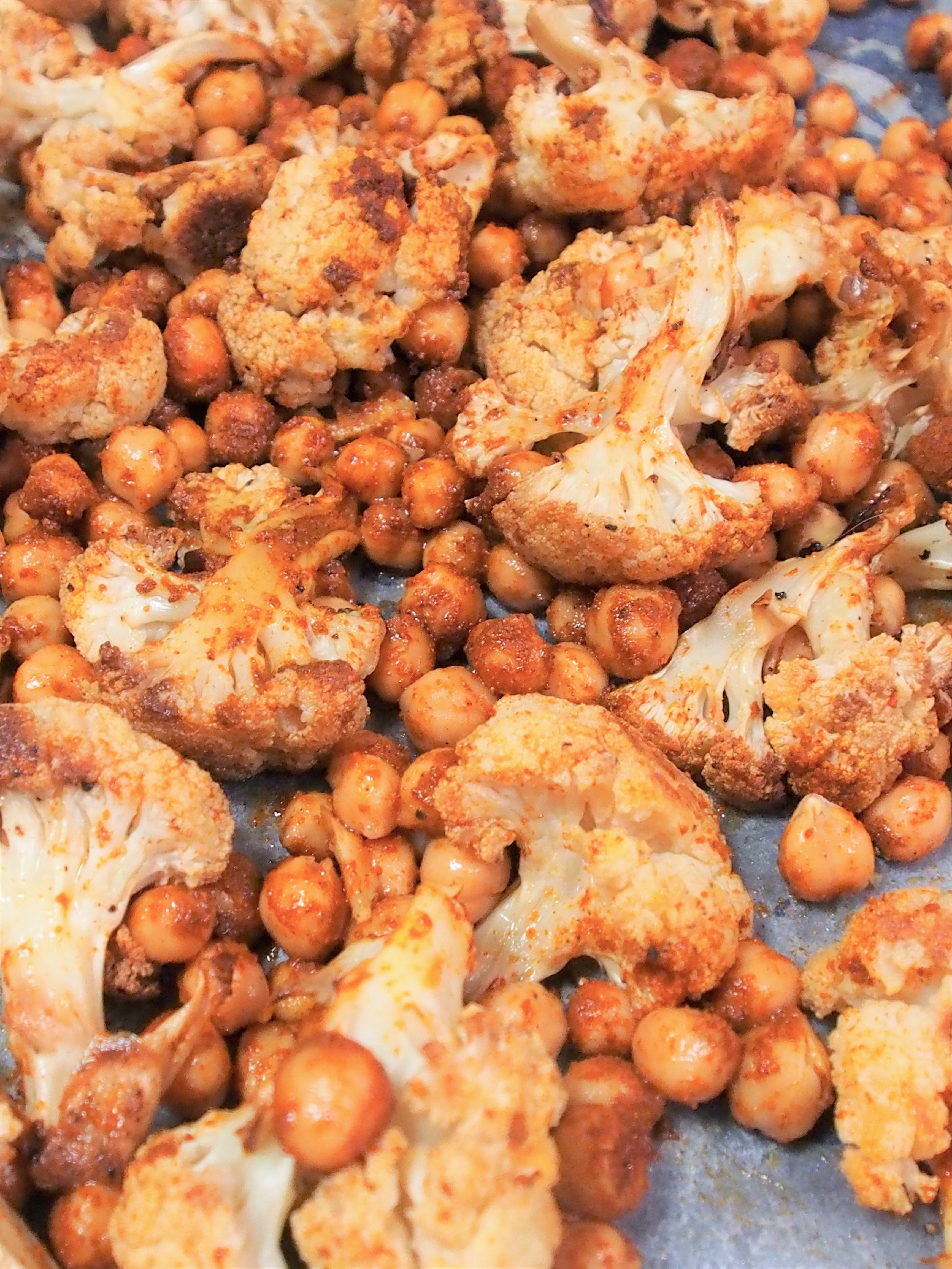 mmmmm.....roasted cauliflower and chickpeas with a most delicious spice blend....