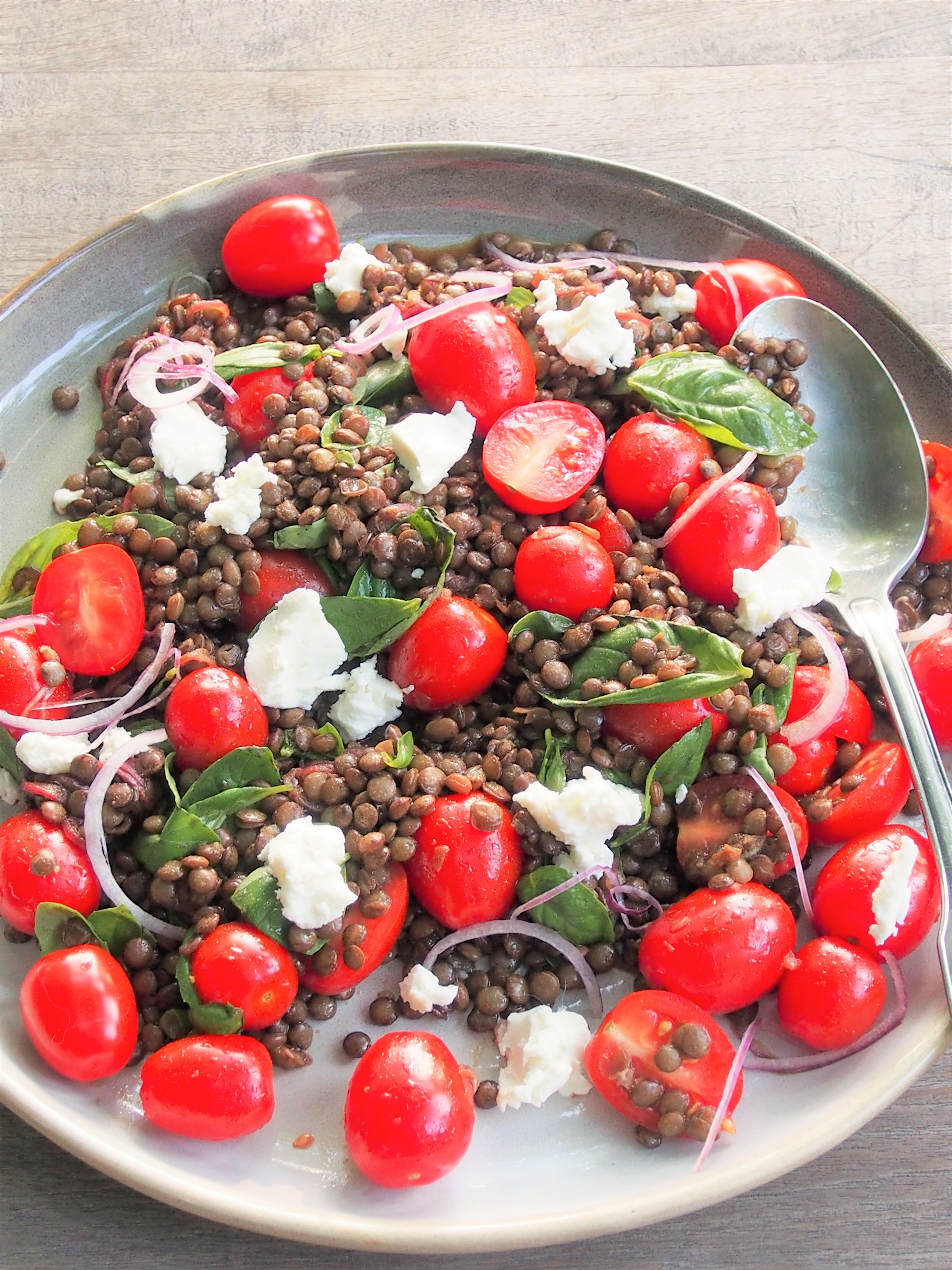 lentil tomato and goats cheese salad