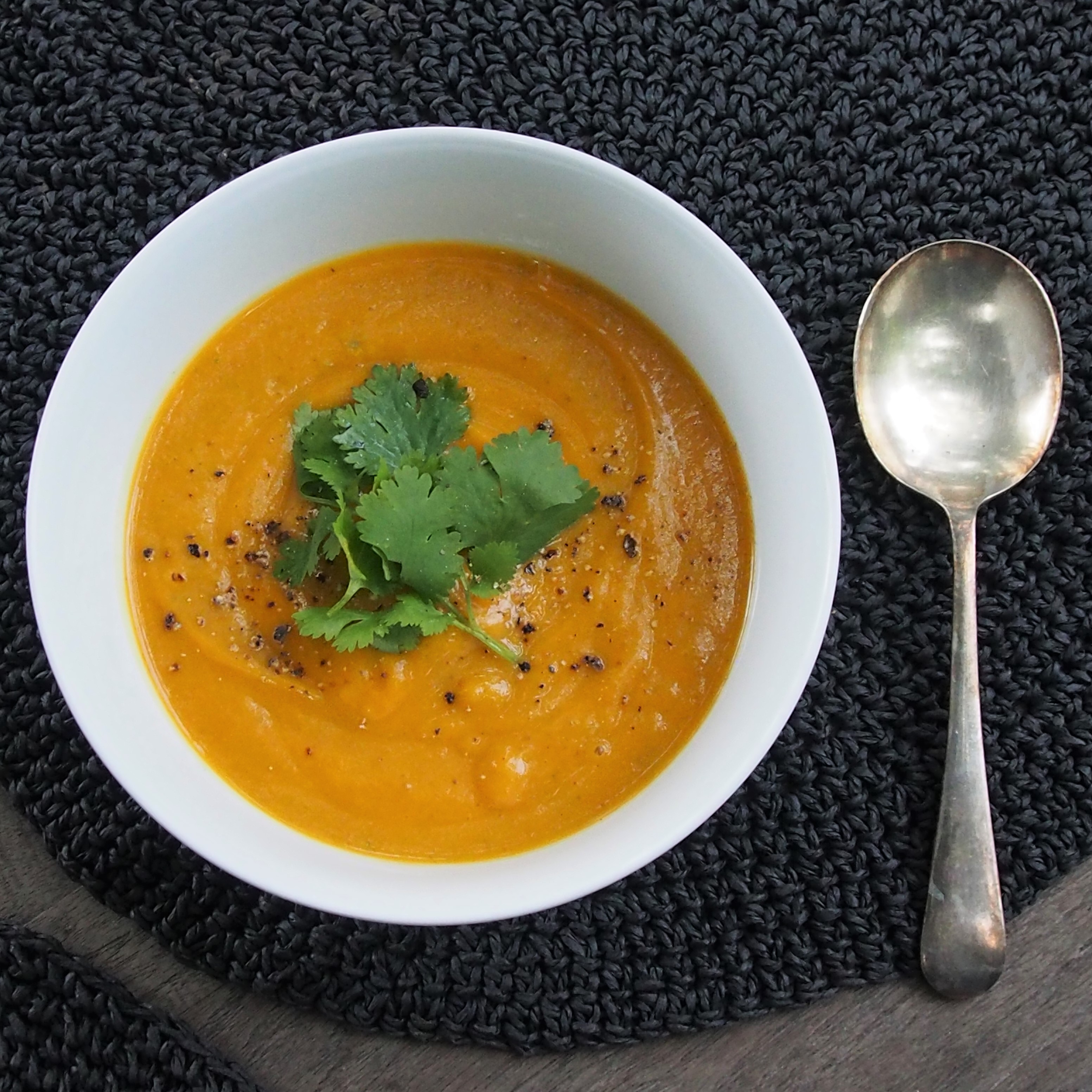 Thai Style Pumpkin Soup with Coconut and Red Lentils.