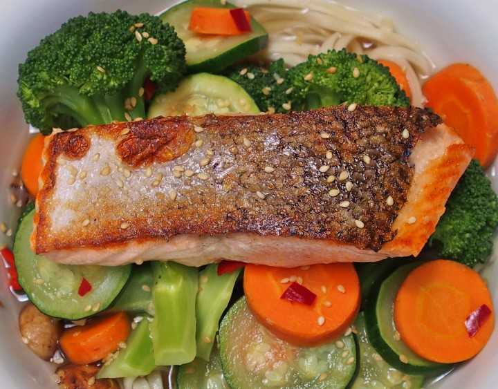 Salmon Udon Noodle Soup Healthy Home Cafe